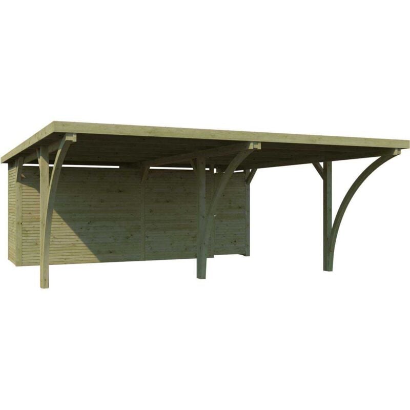 Gardenas - Carport double 600 x 670 cm avec abri Milan Carport et gouttières