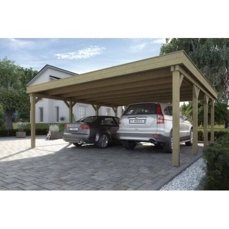 Carport double à chevrons disponible en plusieurs tailles