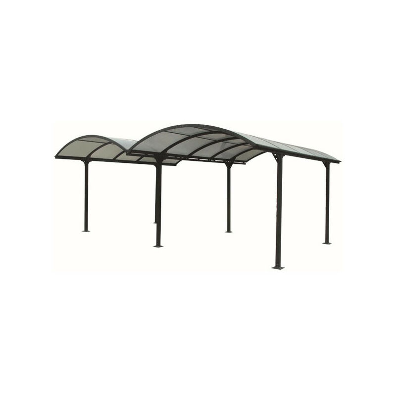 Habrita - Double Carport Aluminium toit 1/2 rond gris anthracite surface 28,62 m2 - CAR6048ALRP