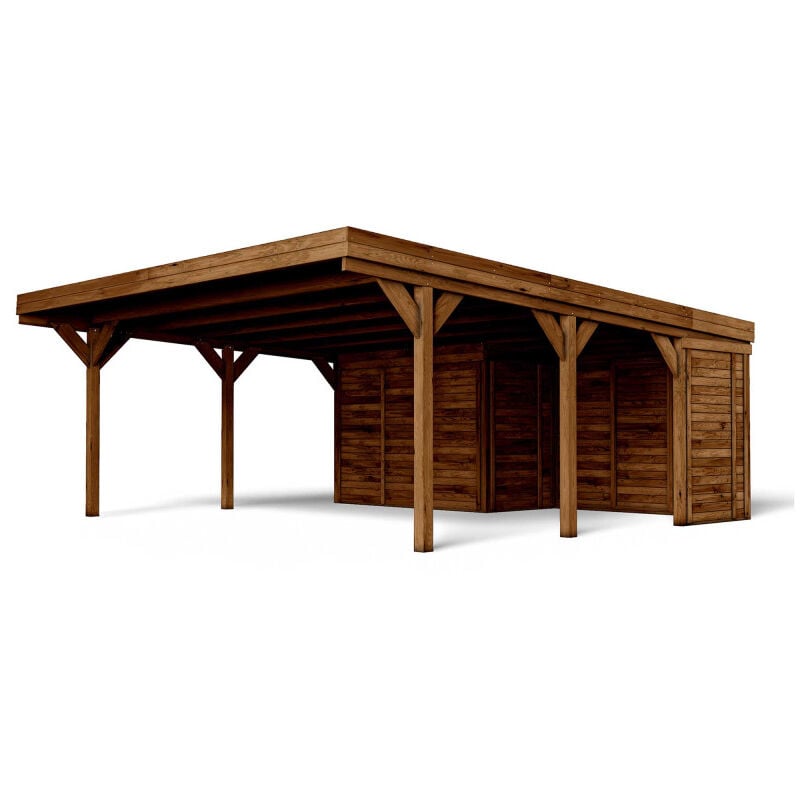 Carport double en bois 39 m² avec annexe Léon