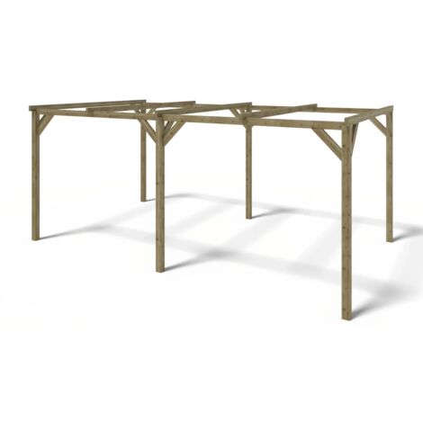 Carport en bois - 15,30m2 - 5,10x3,00m - couleur vert - CAR1 - ALTANKA - Vert