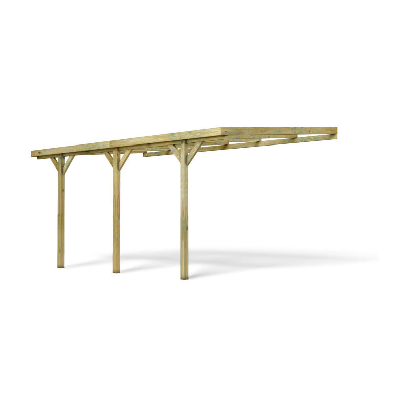 Carport adossé en bois traité autoclave, 1 voiture, 13,2 m² - pergola murale en pin sylvestre- arche de jardin en bois - qualité garantie- 301 X