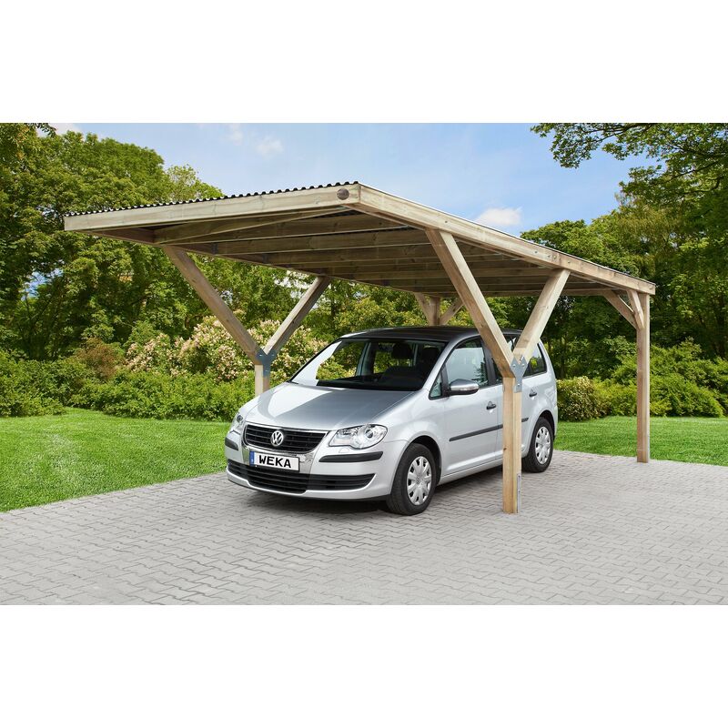 Weka - Carport bois - simple - en y toit pvc - Naturel