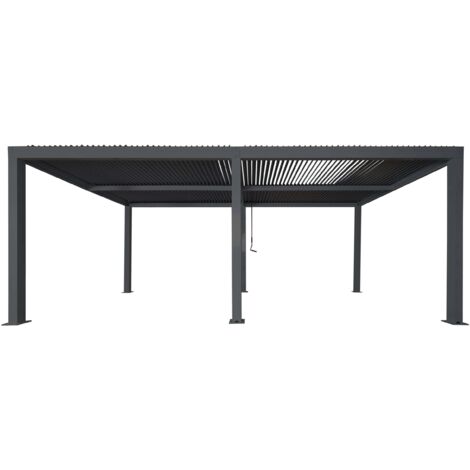 Carport HHG-911, Autoüberdachung Garage Unterstand, 11cm-Aluminium-Gestell, Regenrinne sturmfest, 3x6m anthrazit