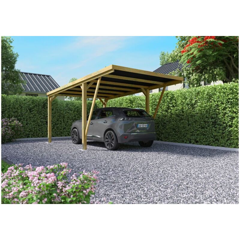 Alpholz - Carport individuel Victor moderne Marron Imprégné sous pression 322 x 511 cm