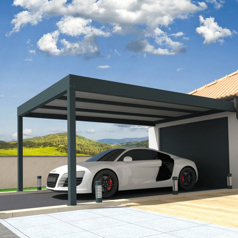 Ombrazur - Carport isotoit® modern Gris anthracite 3,78x3,00m