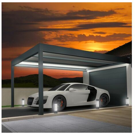 Carport de protection auto aluminium - abri de voiture 18M2 - gris - traité  anti UV