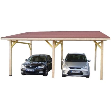 Carport mono-pente DOUBLE / couverture bardeau bitumé