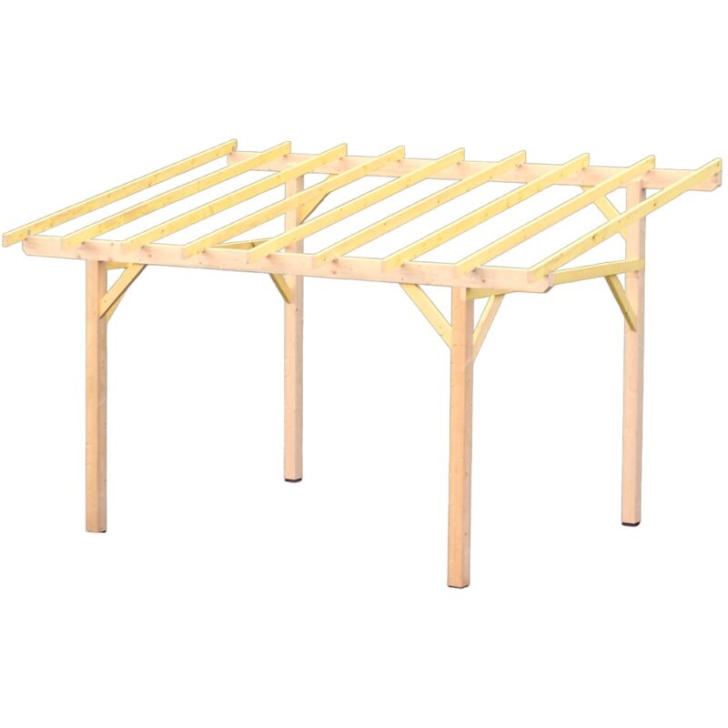 Foresta - habrita Auvent Monopente 16,25 m² – Sapin du Nord Contrecollé – Structure en Bois – Sans Couverture