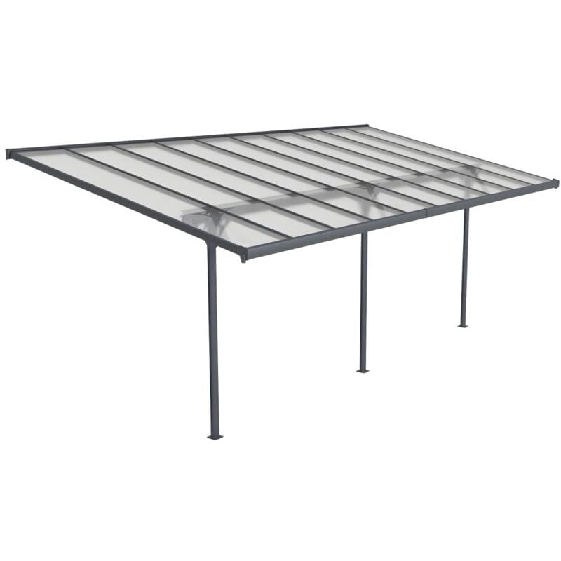 Carport pergola adossé en aluminium 18,8 m² anthracite - ALVARO