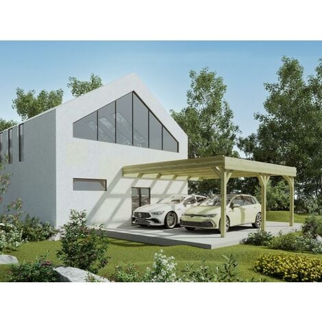 Carport bois avec bandeau15m² 3 x 51 à 2 places - Autoporté