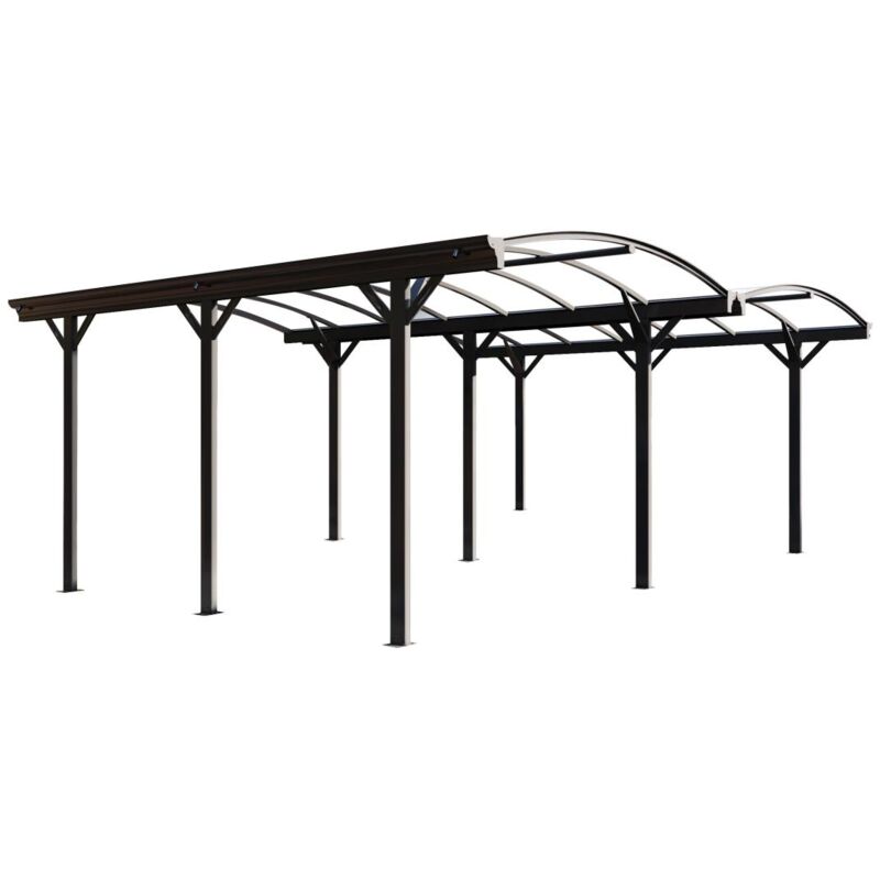 Vente-unique - Carport pergola double autoportant en aluminium - 2 voitures - 30 m² - Gris anthracite - baresa