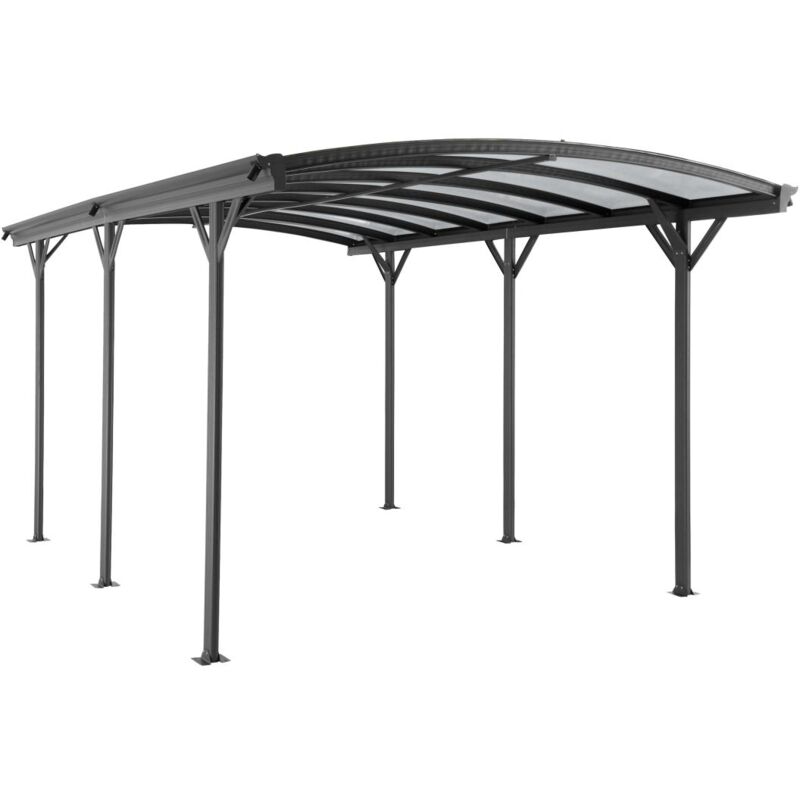 Vente-unique - Carport pergola simple autoportant en aluminium - 1 voiture - 15,15 m² - Gris anthracite - baresa