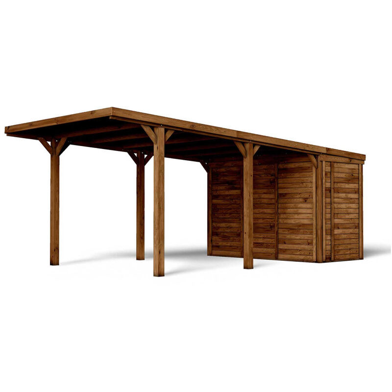 Carport simple en bois 21 m² avec annexe Léon