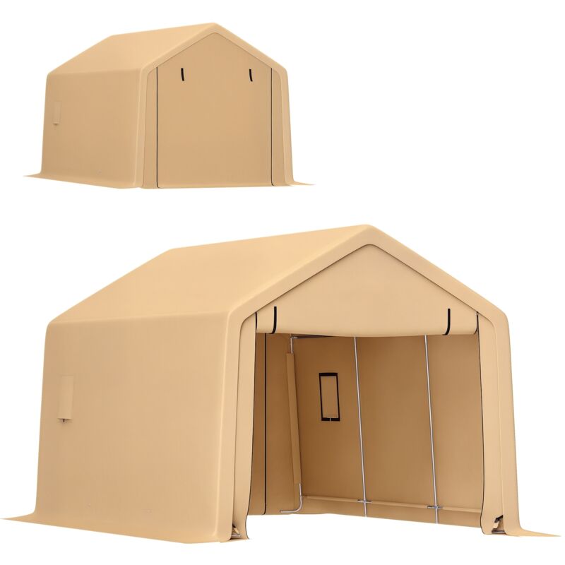 Carport tente garage 5,2 x 3 m - porte enroulable zippée - acier galvanisé pe sable