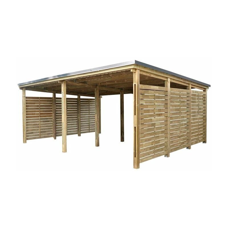 

Cochera con techo de acero galvanizado Shelty Plus - Forest Style