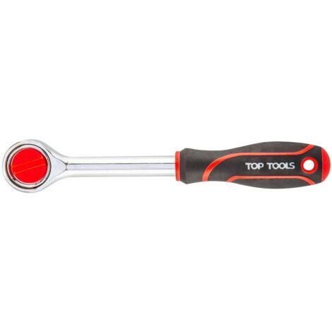 Carraca Top Tools de 3/8", 200 mm, 24 dientes, mango de goma