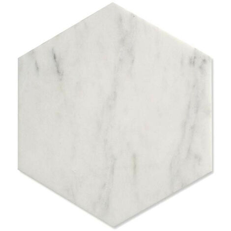 CARRARA Carrelage hexagonal 17,5X20 cm imitation marbre Mate - Blanc, Gris Perle