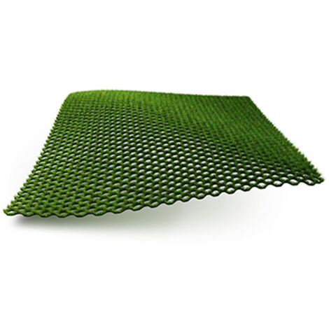 carré de 1 x 1m d'herbe artificielle destiné à renforcer la tenue de l'herbe naturelle autour d'un abris robot ou sur une pente,