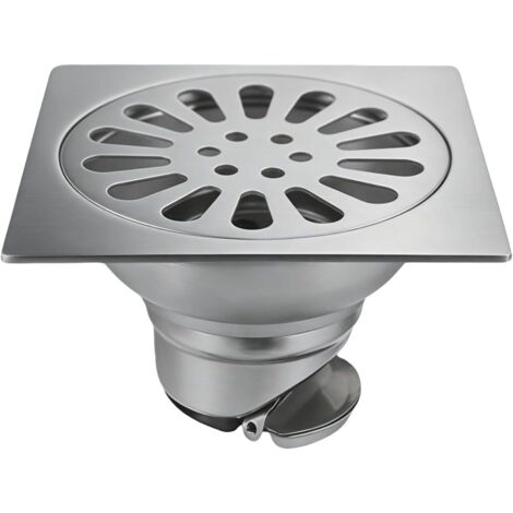 Carré Drain De Plancher en Acier Inoxydable avec Passoire Filtre, Grille Douche, Siphon De Sol Anti-Odeur