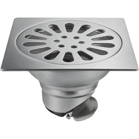 Carré Drain De Plancher en Acier Inoxydable avec Passoire Filtre, Grille Douche, Siphon De Sol Anti-Odeur