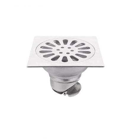 Carré Drain De Plancher en Acier Inoxydable avec Passoire Filtre, Grille Douche, Siphon De Sol Anti-Odeur