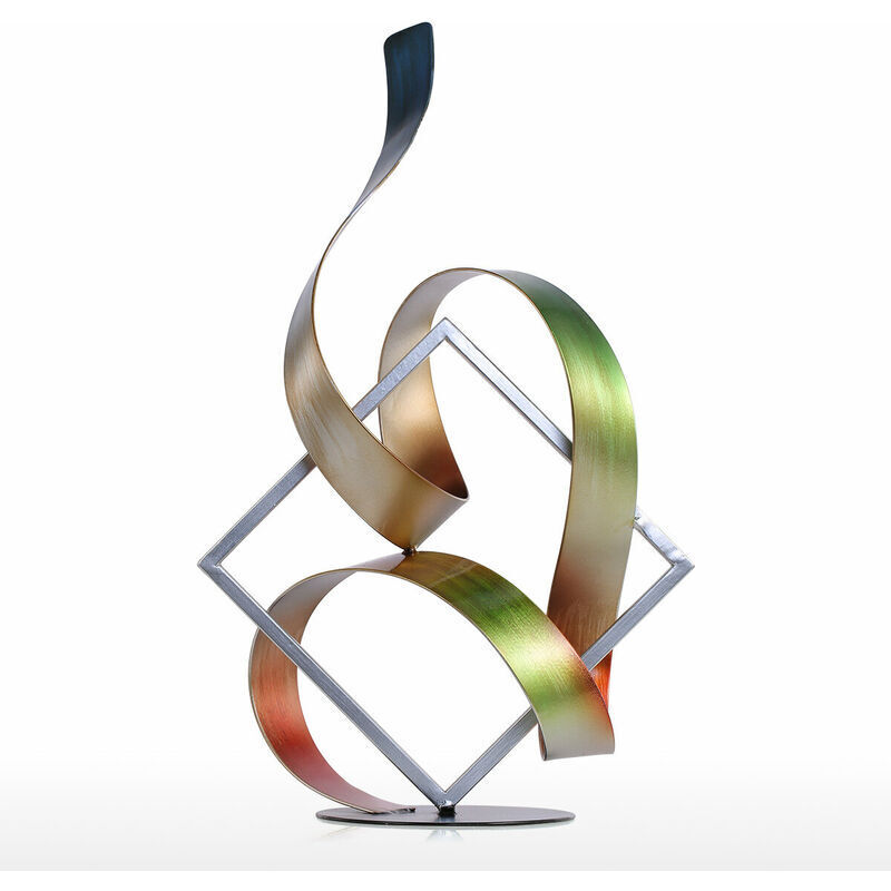 Carré et ruban Sculpture moderne Sculpture abstraite Sculpture en métal Décoration intérieure-extérieure