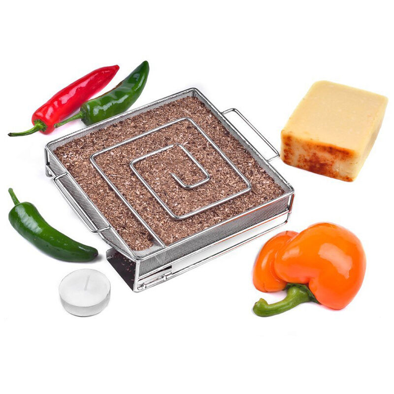 Carré, fumé en acier inoxydable Box barbecue copeaux de bois Backer, outils Camping extérieur