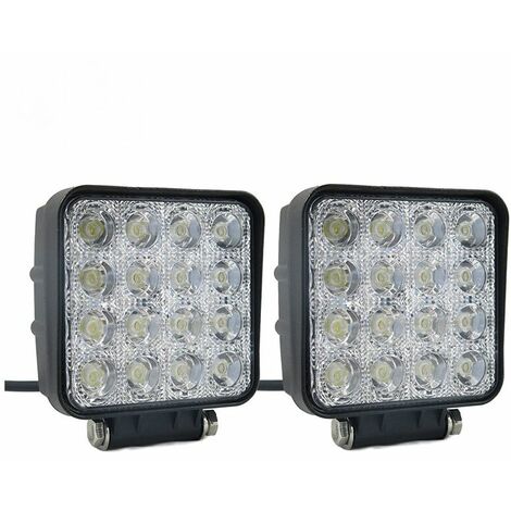 Carré phare de travail led , 5 pouces mini 48W 12V 24V lampe de travail led, projecteurs lumière feux de travail pour offroad Voiture camions SUV 4x4 tracteur , feu antibrouillard(2 Pcs).