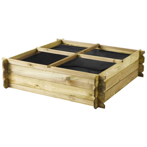 Cerland – Carré potager en bois 100x100x27 cm – Capacité 203L – Pin sylvestre traité autoclave 3 – Pour cultures variées en extérieur - BOIS 203 L