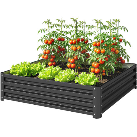 Carré potager de jardin acier galvanisée 120 x 120 x 30 cm gris