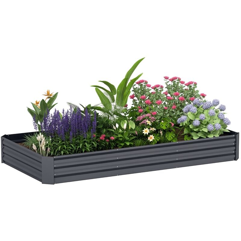 Outsunny - Carré potager de jardin dim. 240L x 120l x 30H cm tôle d'acier ondulée gris