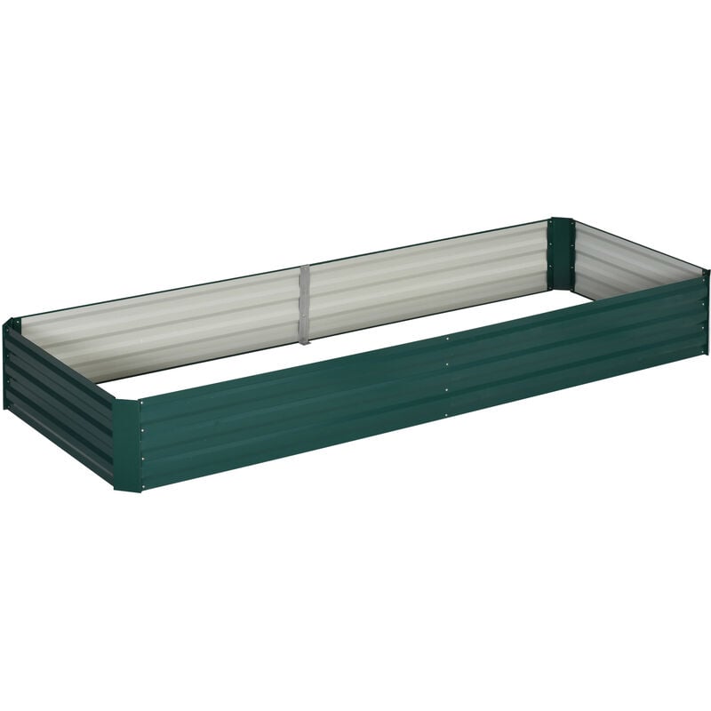 Carré potager de jardin dim. 241L x 90l x 30H cm tôle d'acier ondulée vert foncé