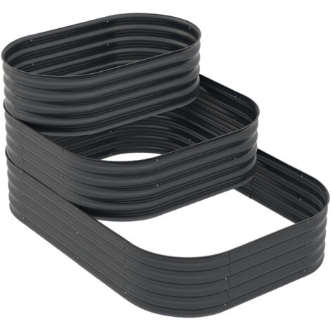 Carré potager de jardin fond ouvert 3 étages pour herbes légumes fruits fleurs 158 x 109 x 82 cm gris