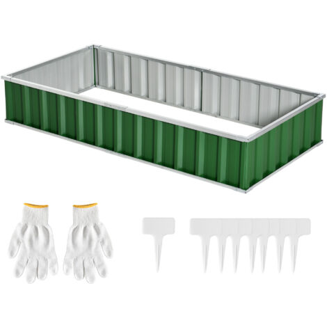 Carré potager de jardin modulable, montage sans outils, gants fournis 174 x 90 x 30 cm acier galvanisé vert