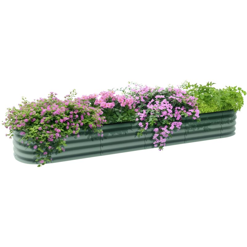Outsunny - Carré potager de jardin dim. 240L x 62l x 30H cm modulable tôle d'acier ondulée vert