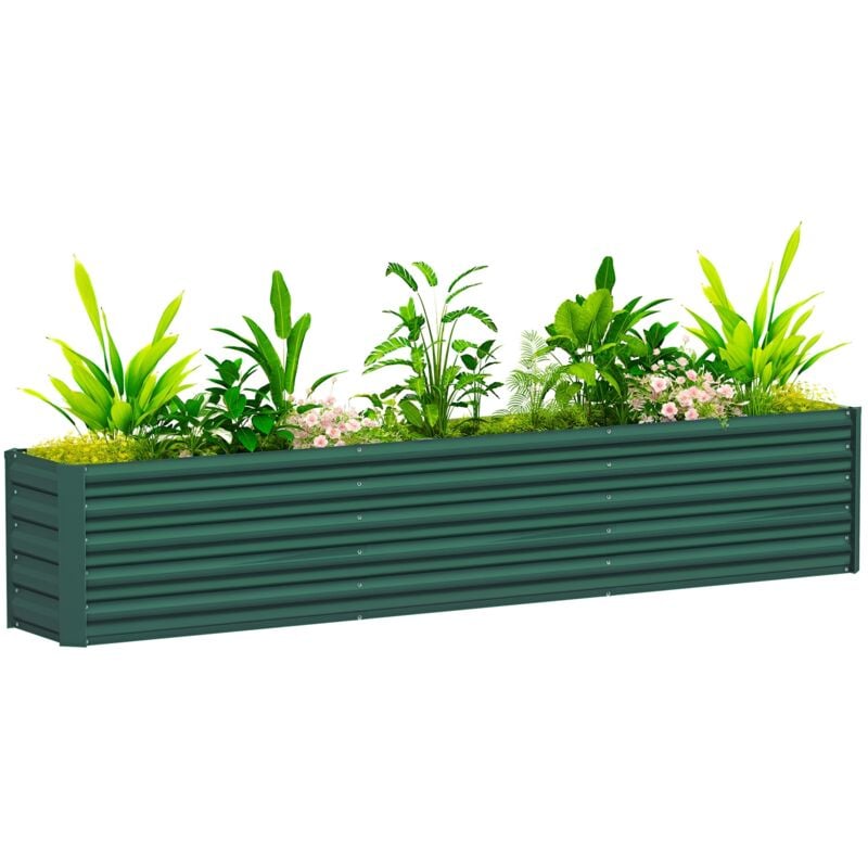 Outsunny - Carré potager de jardin rectangulaire dim. 240L x 120l x 30H cm tôle d'acier ondulée vert