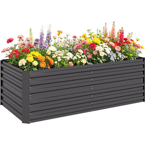 Carré potager de jardin rectangulaire tubes de renforcement acier galvanisé 180 x 90 x 59 cm