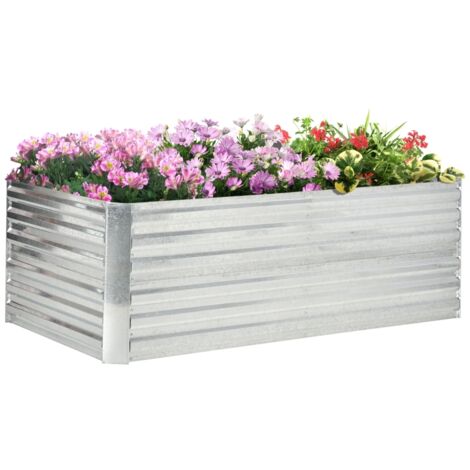 Carré potager de jardin rectangulaire tubes de renforcement acier galvanisé 180 x 90 x 59 cm