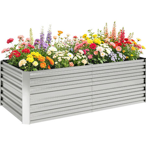 Carré potager de jardin rectangulaire tubes de renforcement acier galvanisé 180 x 90 x 59 cm