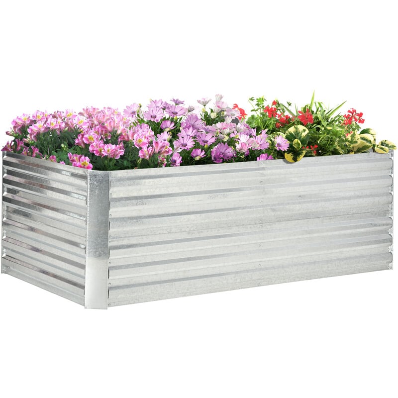 Carré potager de jardin renforcé - dim. 180L x 90l x 59H cm - tôle d'acier ondulée galvanisée
