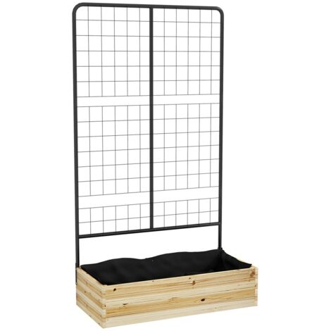 Carré potager en bois surélevé avec support grimpant-bac à plantes-jardinière aromatiques-80x38x145cm