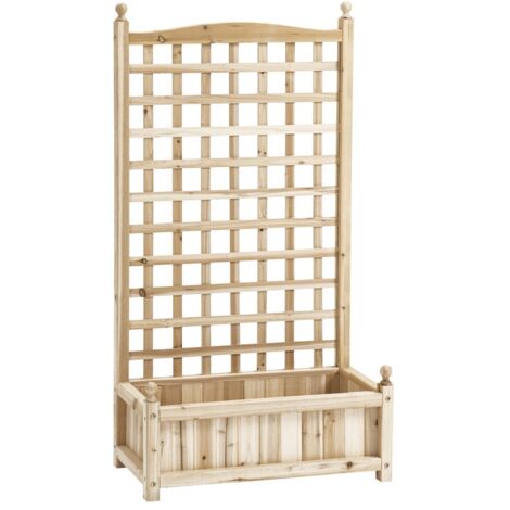 Carré potager en bois-treillis intégré-pour plantes grimpantes-idéal terrasse-jardin-64x28x120cm