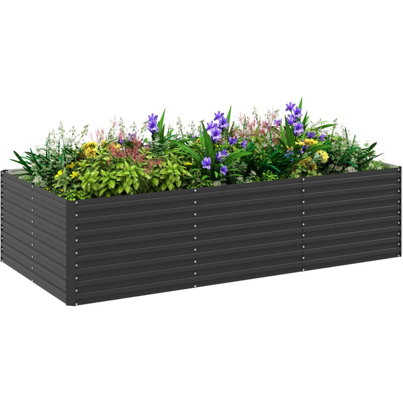 Carré potager jardinière dim. 240L x 120l x 60H cm tôle d'acier ondulée anthracite