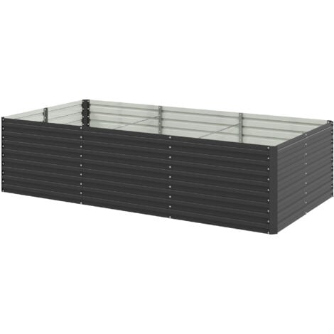 Carré potager jardinière dim. 240L x 120l x 60H cm tôle d'acier ondulée anthracite