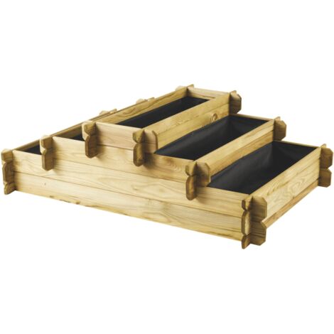 Cerland – Carré potager en bois pin traité 178L – 5 compartiments – Dimensions 120x80x36cm – Traitement autoclave classe 3