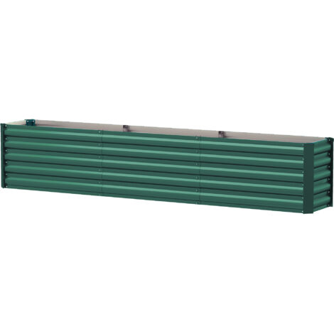 Carré potager potager surélevé en acier galvanisé barres de soutien et plaques d'angle fond ouvert 240 x 40 x 45 cm vert