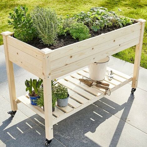 Carré potager sur pied en bois de pin avec roulettes de haute qualité modèle "510"