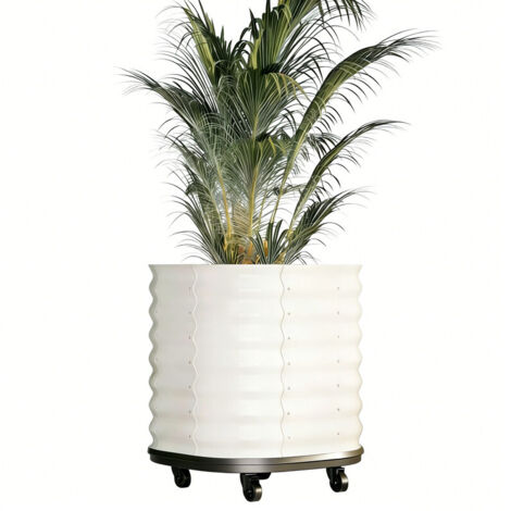 Carre Potager sur Roulettes en Metal 60x60x70 cm Blanc Jardiniere Surelevee avec Reserve d Eau Auto Arrosage pour Balcon Terrasse