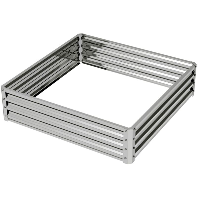Carré potager surélevé 120x120x30 cm acier argent - Jardinière à herbes aromatiques pour terrasse balcon et jardin